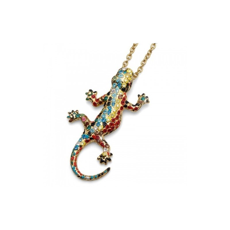 Collar Lagarto Multicolor Dorado Grande