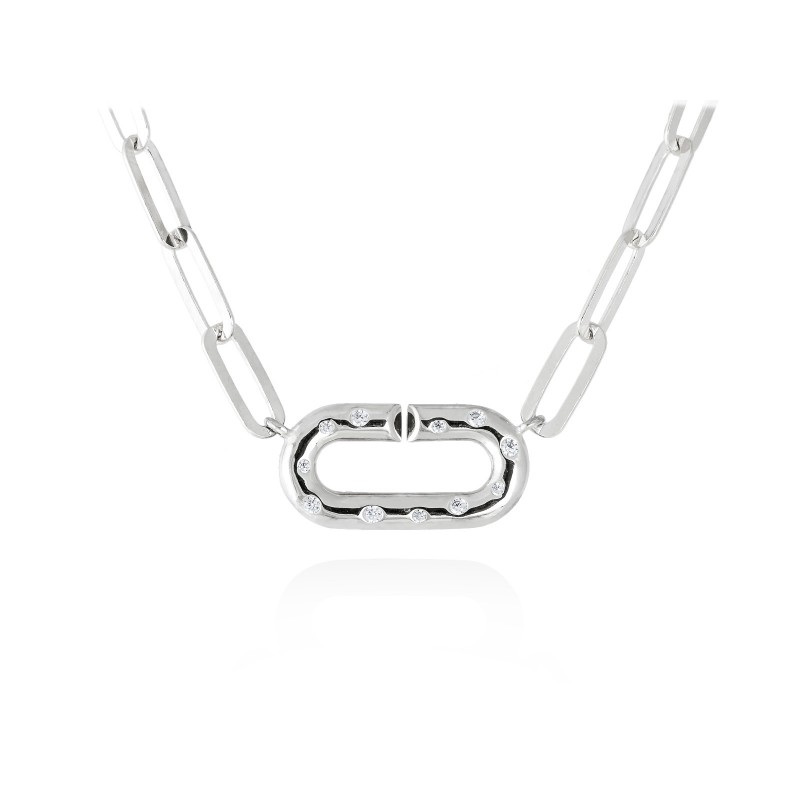 Collar Choker  plata (925) con circonitas