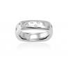 Anillo Bombé cuadrado de plata salteado con circonitas