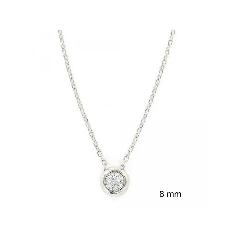 COLLAR CHATÓN 8MM CIRCONITA PLATA 925