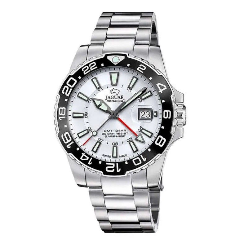 RELOJ SUIZO JAGUAR CERAMIC GMT BLANCO PARA HOMBRE. J1011/1