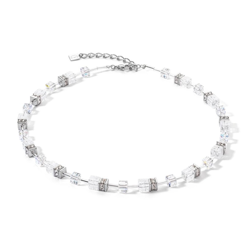 Collar GeoCUBE® Iconic Nature plateado-blanco