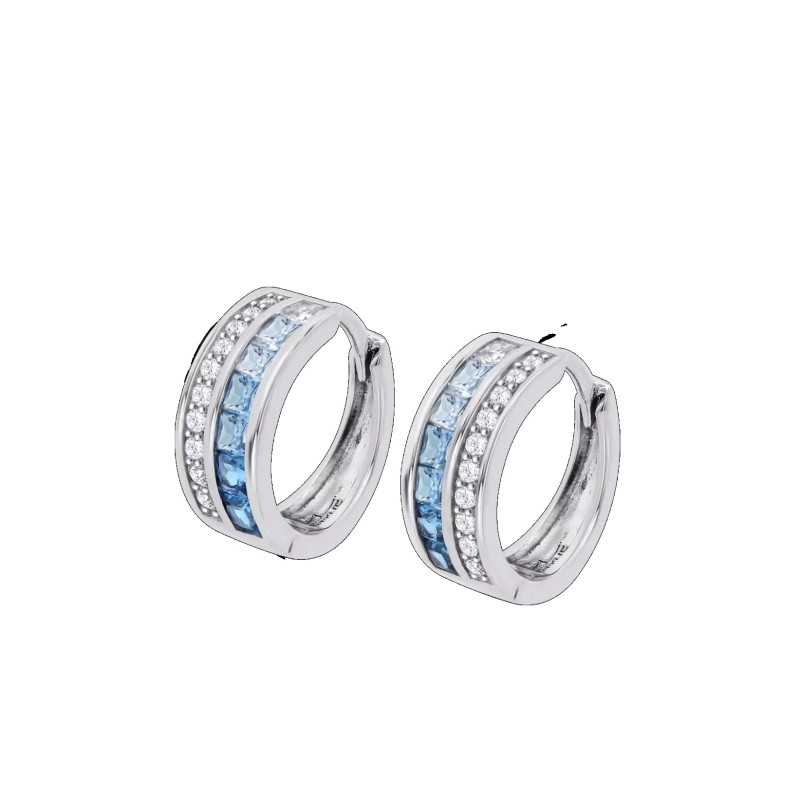 Pendientes Lotus Silver Plata Aro Y Circonitas Azules LP3912-4/1