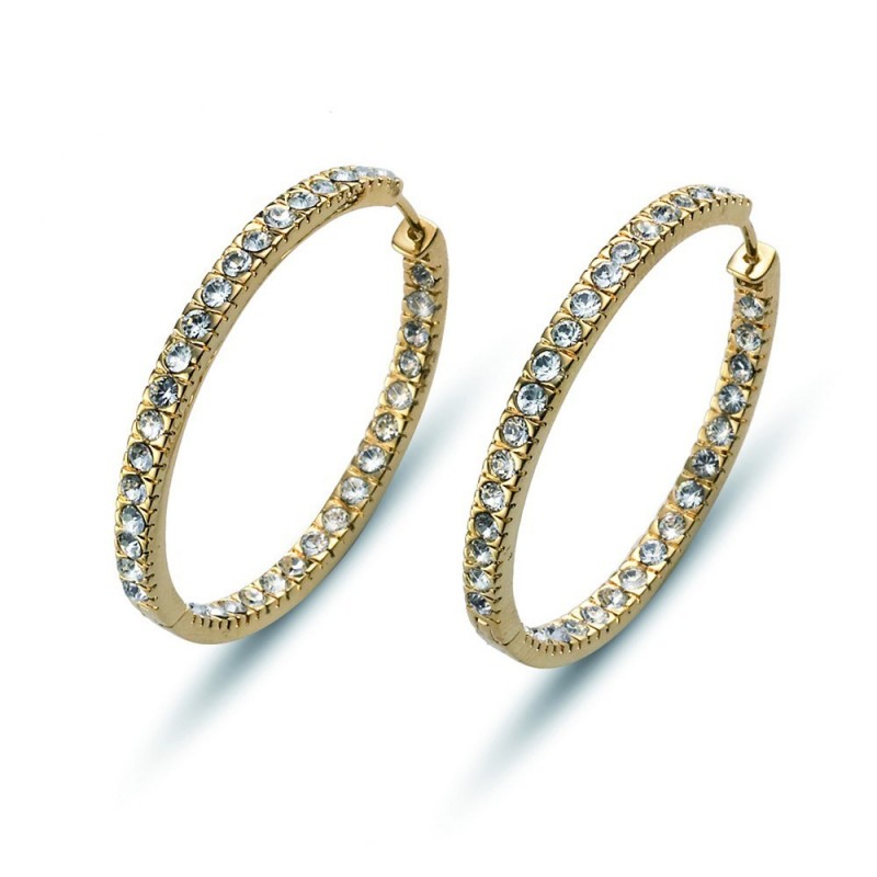 Pendientes Aro L dorado cristal 22206G