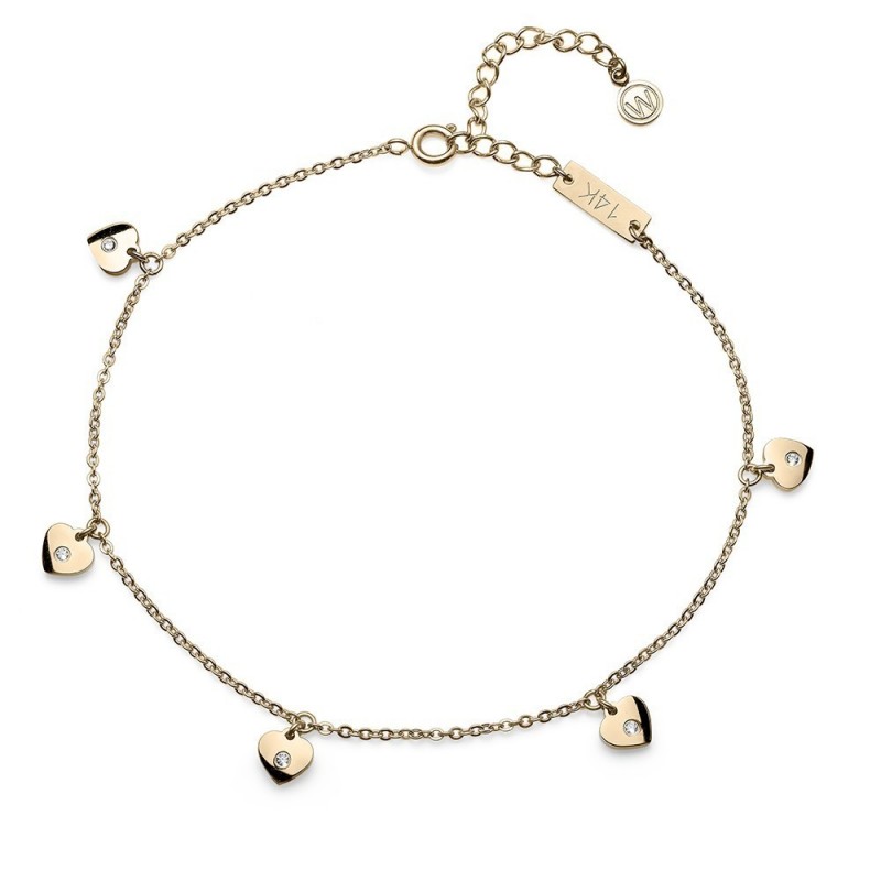 Tobillera corazón dorado